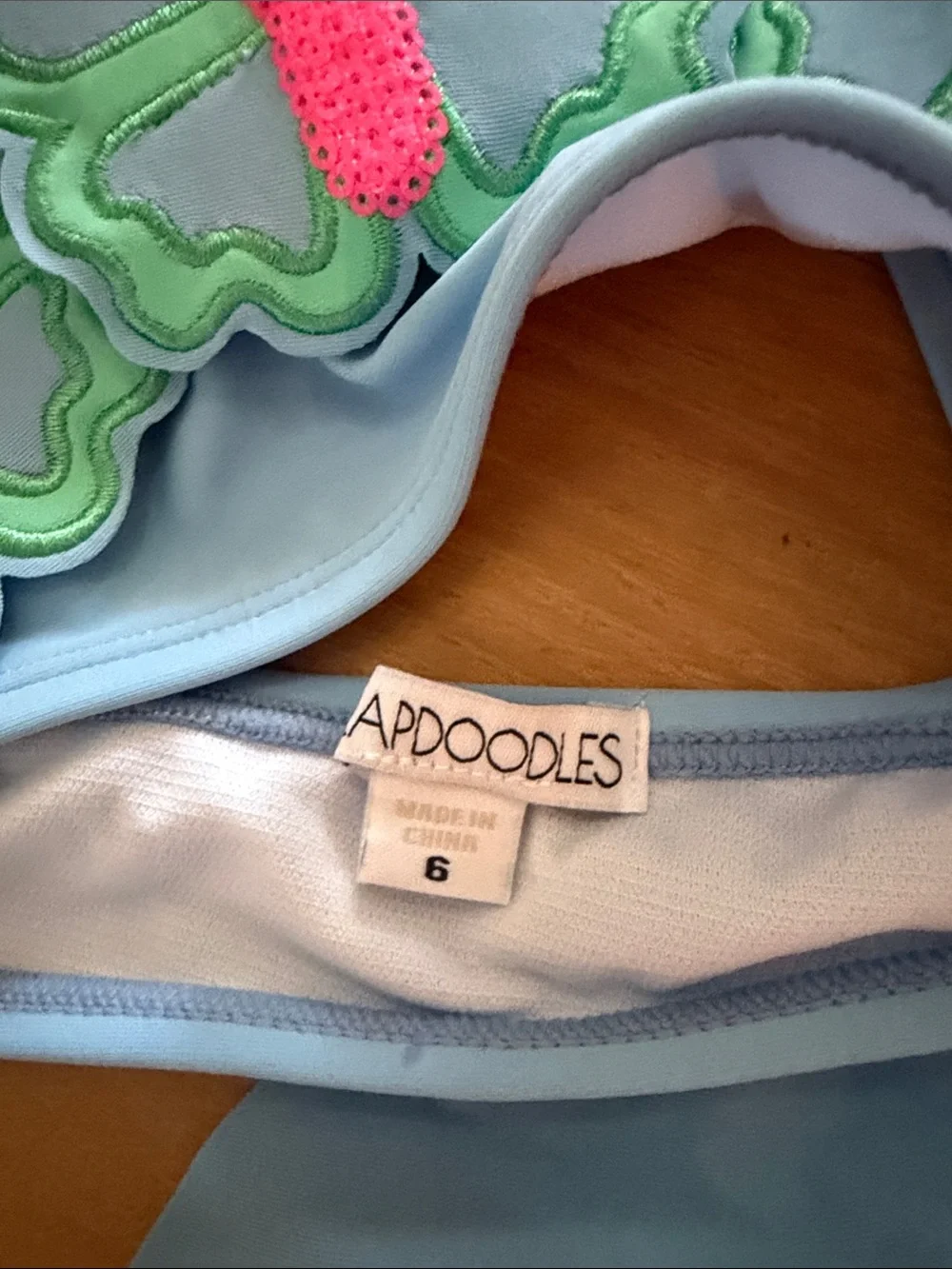 Blue Kids Butterfly Bikini Set with Pink & Green Appliqués cutest ever!!!